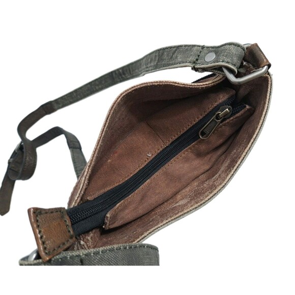 Mona B Cross City Crossbody Canvas Bag Distressed Y Zipper Credit Card Leather - Picture 6 of 7